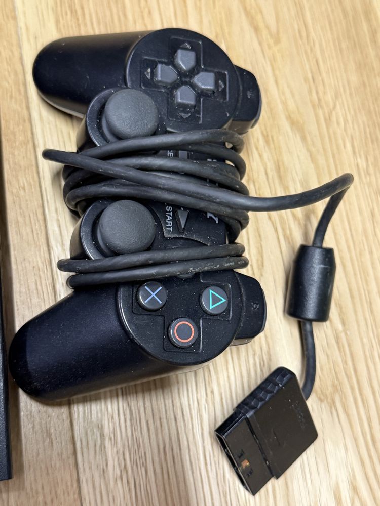 Playstation 2 com jogos, comando e cartao de memoria