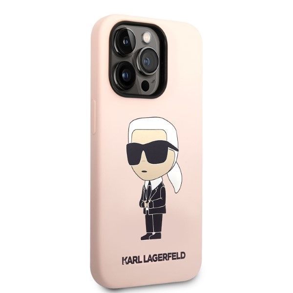 Etui Silicone Ikonik Karl dla iPhone 14 Pro Max - Różowy/Pink