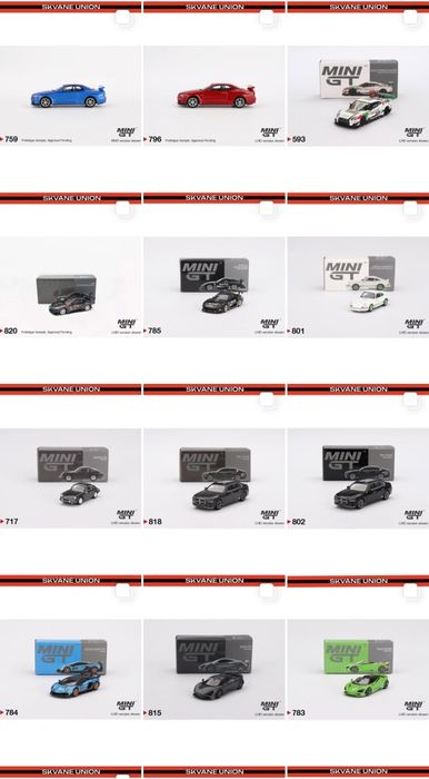 Моделі MiniGT Mercedes, BMW, Nissan, Porsche в масштабі 1/64
