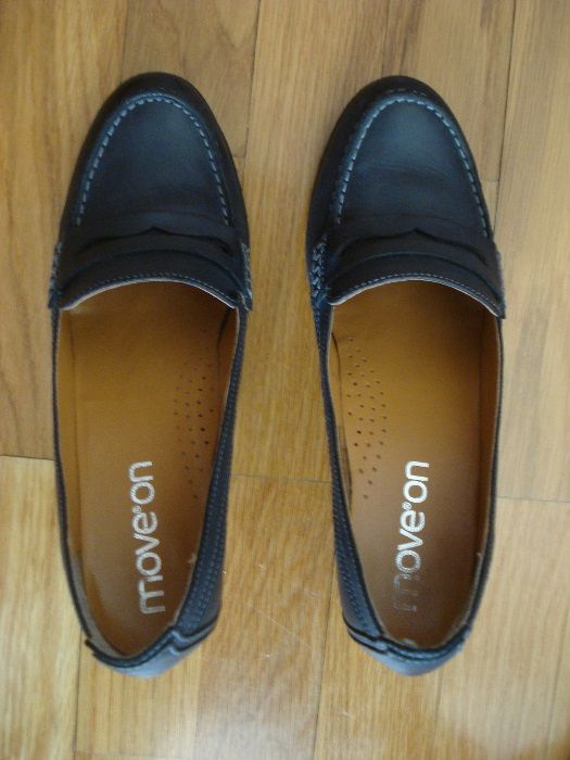 Sapatos pele azul escuro tacão 7cm 38 MOVE ON/ AEROSOLES