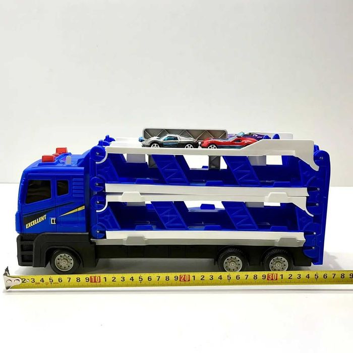 Автовоз інерційний з машинками світло та звук Синій (D663-T204B)