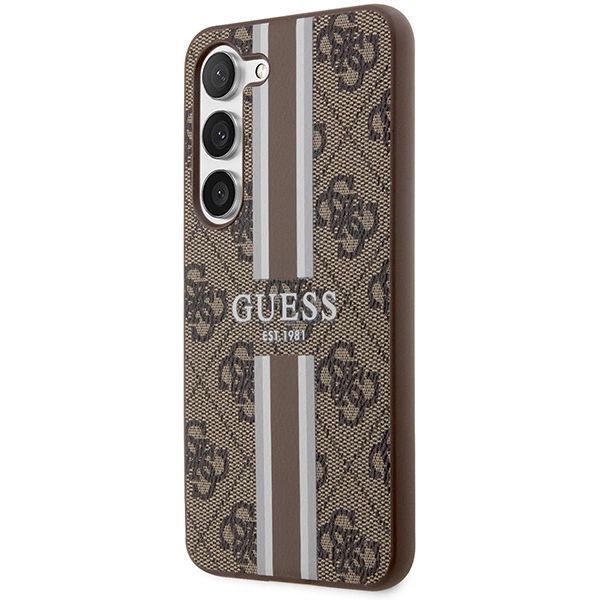 Etui Guess 4G Printed Stripes na Samsung Galaxy S23 - brązowe