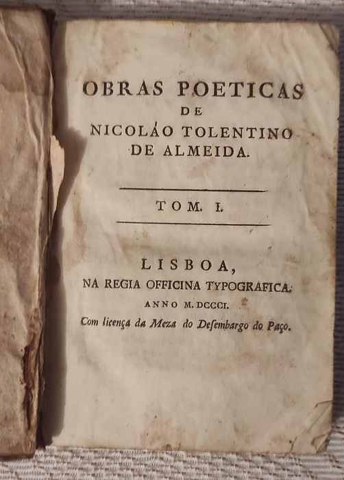 Raro livro- ALMEIDA, Nicolau Tolentino de. OBRAS POETICAS- 1801
DE NIC