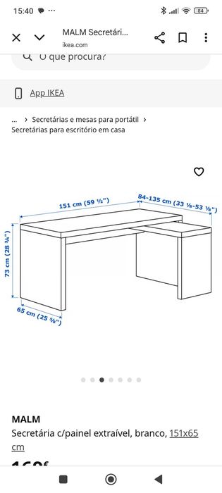 Secretária branca de madeira