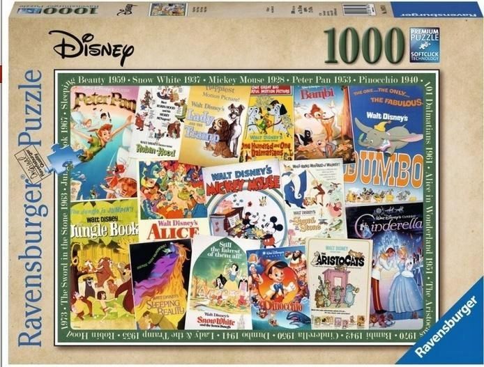 Puzzle 1000 Filmowe Plakaty Disneya, Ravensburger
