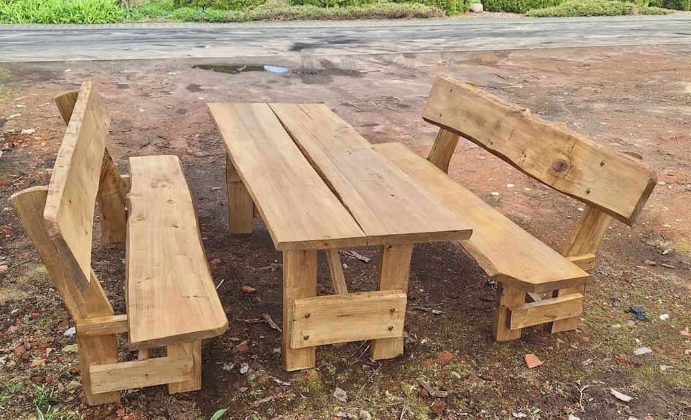 Komplet ogrodowy drewniany  meble ogrodowe stół ławki tarasowe