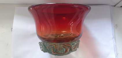 Ваза вазочки  гутное стекло Чехословакия рубиновая