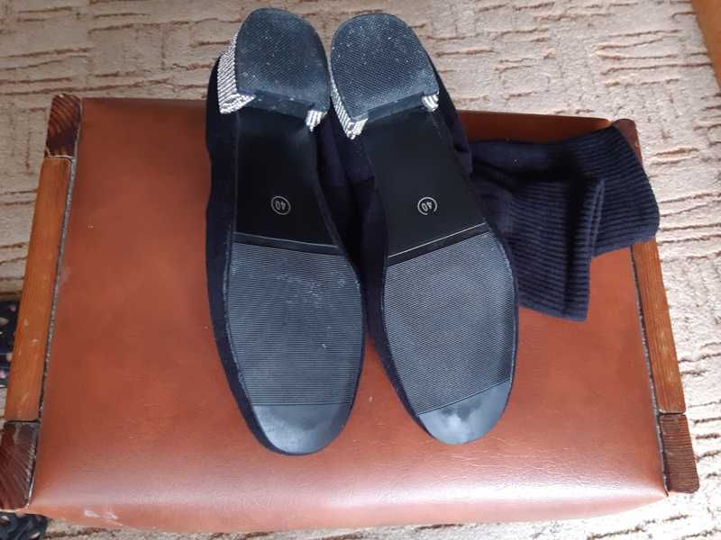 Skarpetkowe kozaki czarne rozm. 39 jak nowe