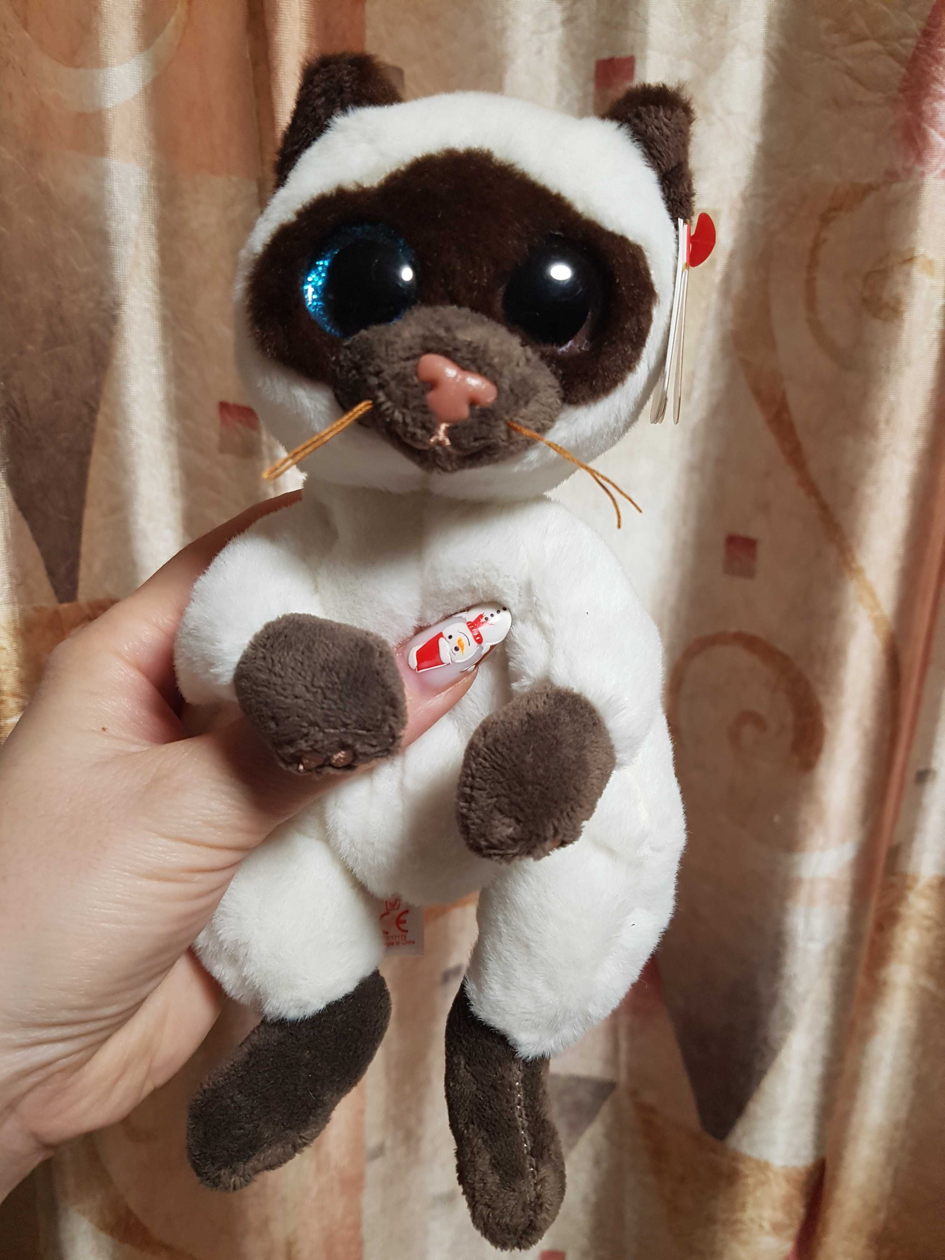 Ty beanie babies глазастик сиамская кошка с разными глазами miso 22 см