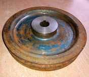 Koło pasowe stalowe-Fi-2x15,8 cm/oś fi-18 mm,pasek-10 cm