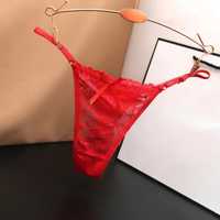 Червоні стрінги з мереживом , еротичні трусики