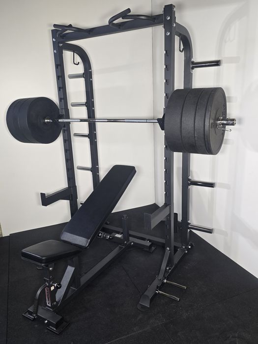 Half Rack Ławka regulowana Sztanga 220 cm. Bumpery 100 kg.-Komplet