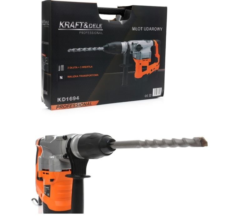 Młot udarowy 2400W +2 dłuta i 3 wiertła