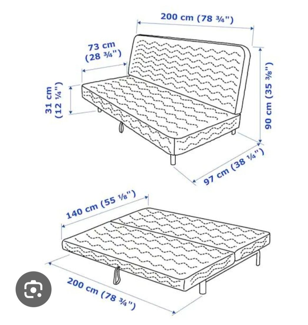 Sprzedam sofę rozkładaną IKEA BEDDINGE, stelaz+materac+skrzynia