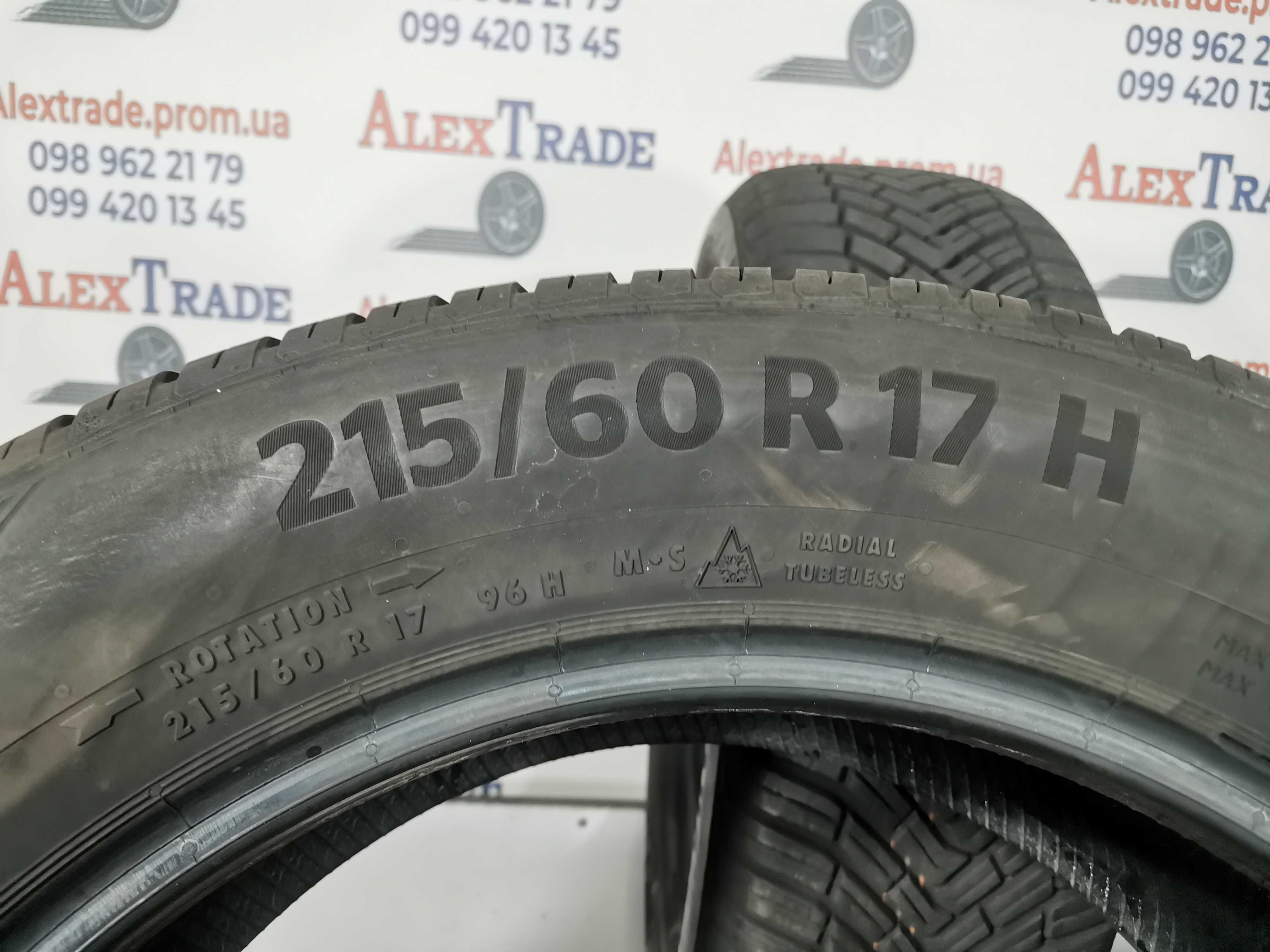 2 шт. 215/60 R17 Continental AllSeasonContact шини б/у, 2021 рік, 7 мм