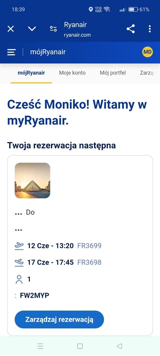 Sprzedam bilet lotniczy do Paryża