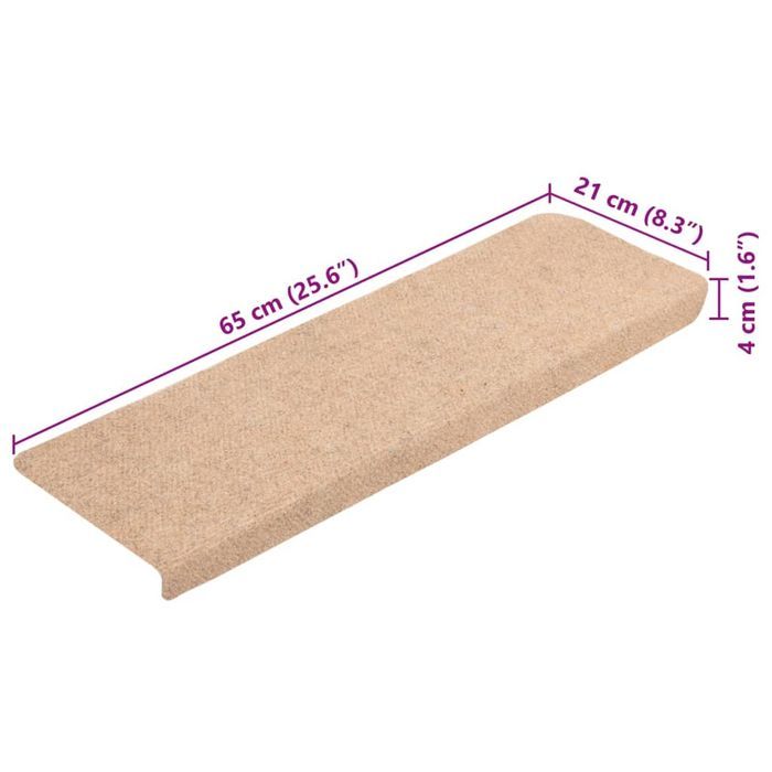 vidaXL Nakładki na schody, 10 szt., kremowe , 65x21x4 cm
