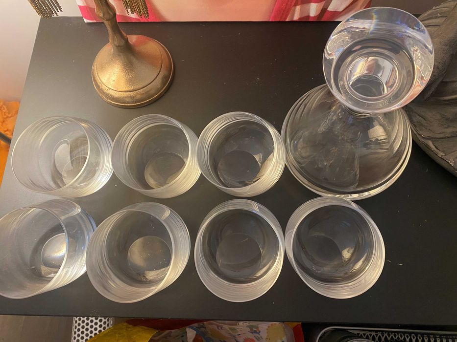 Conjunto de 7 copos Cristal mais Frasco Zanzibar Cristal Atlantis