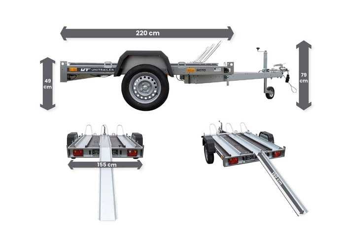 Przyczepka motocyklowa 220x155 UNITRAILER MOTO 3 DMC 750 kg