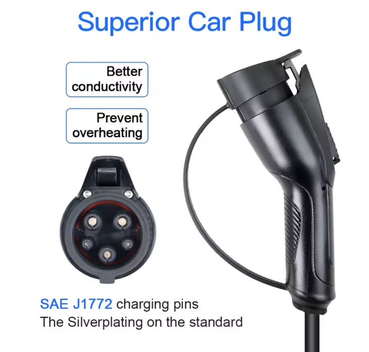 Подарунок зарядний кабель Type2 Type1 7.2kW з Tesla через перехідник