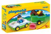 Playmobil 1 2 3 Samochód z Przyczepą Dla Konia 70181 *NOWY*
