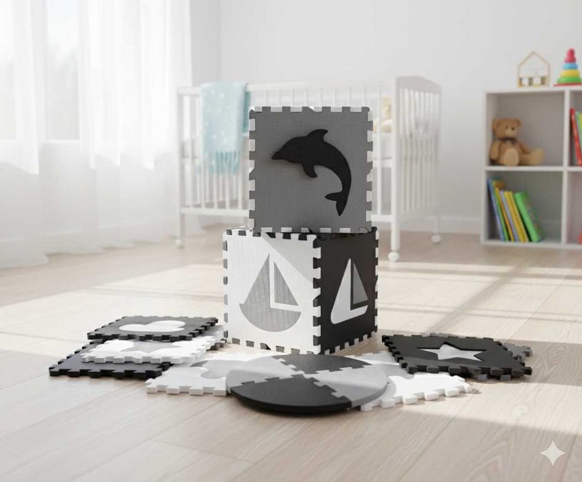 DUŻA Mata Piankowa Puzzle Edukacyjna Dla Dzieci Kojec Składana Gruba