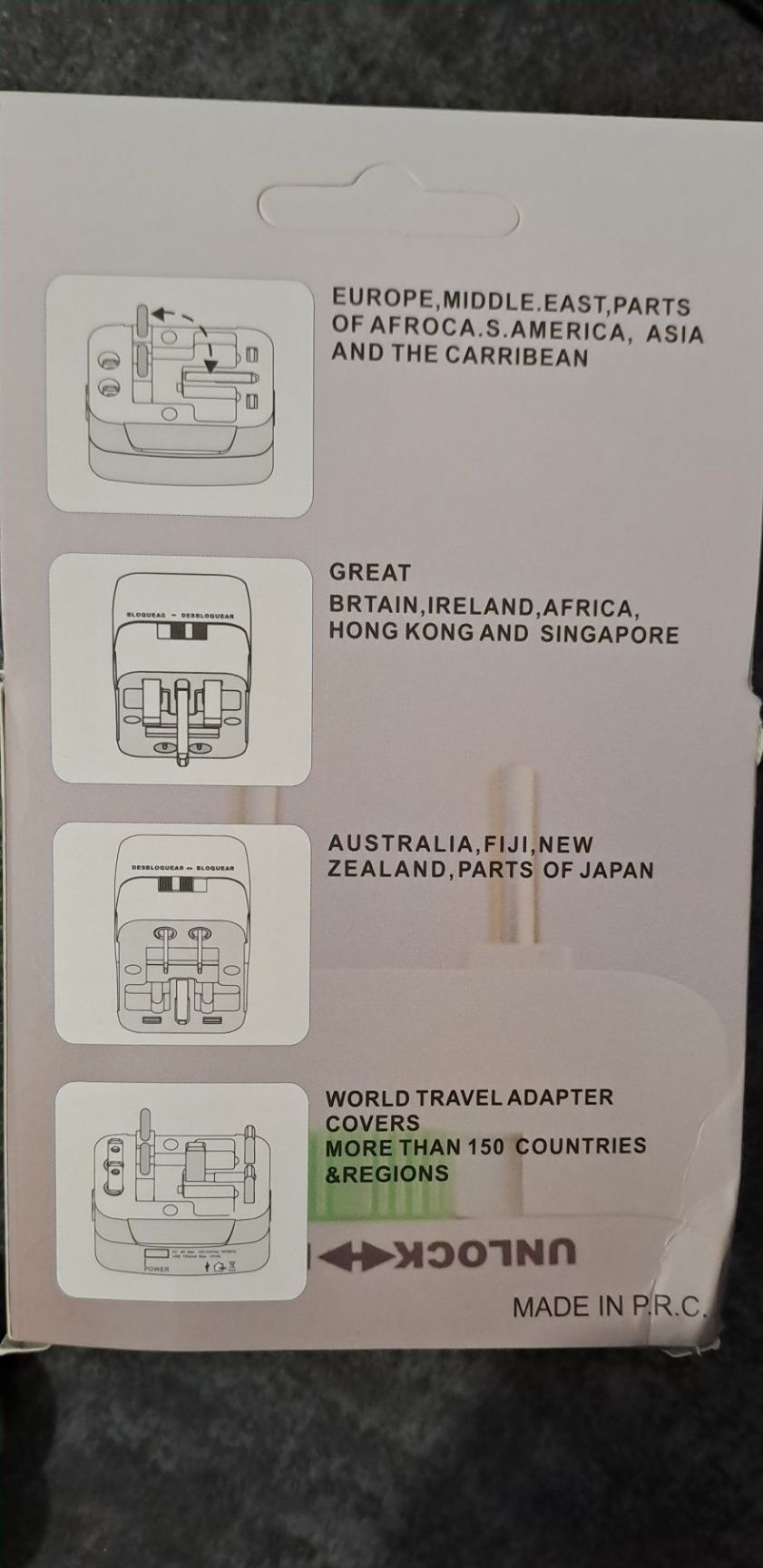 Przejściówka adapter UK EU USA z USB nowy