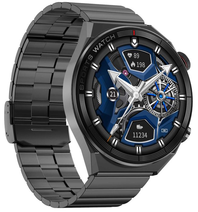 ZEGAREK SMARTWATCH MĘSKI NFC indukcja PL rozmowy 2 paski ładowarka 1A