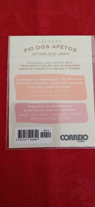 Letra V ,da coleção Fio dos Afetos, nova