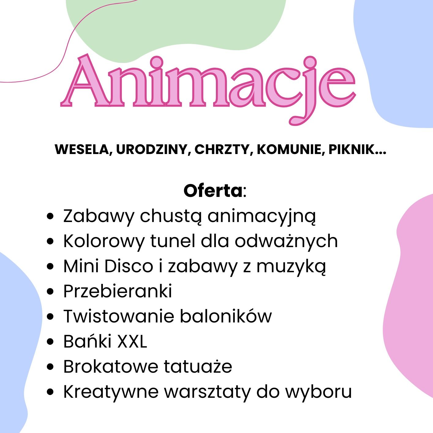 *Animacje dla dzieci* Animator na urodzinki, wesela, komunie