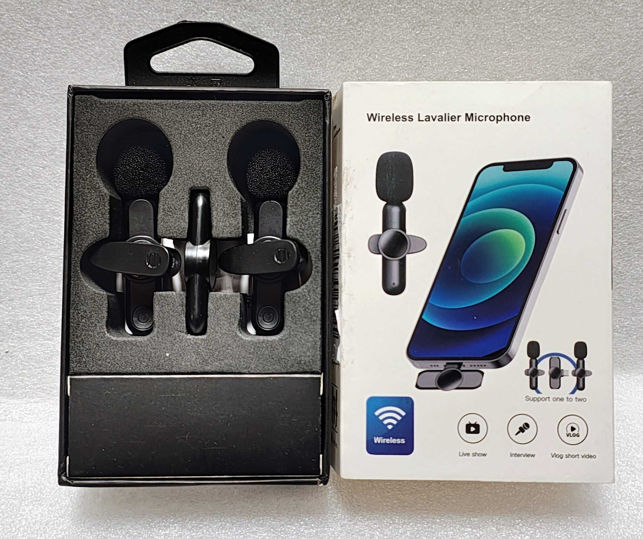 Wireless Lavalier Microphone 2 x Mikrofon Bezprzewodowy do Iphone