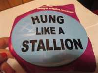 бейдж огромный знак значок Hung like a stallion boys night badge новый