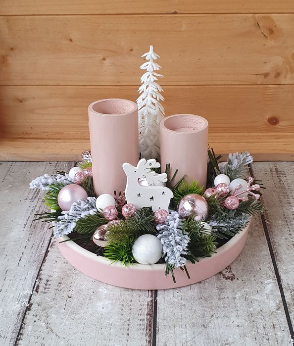 Stroik świąteczny na stół, Boże Narodzenie, świece