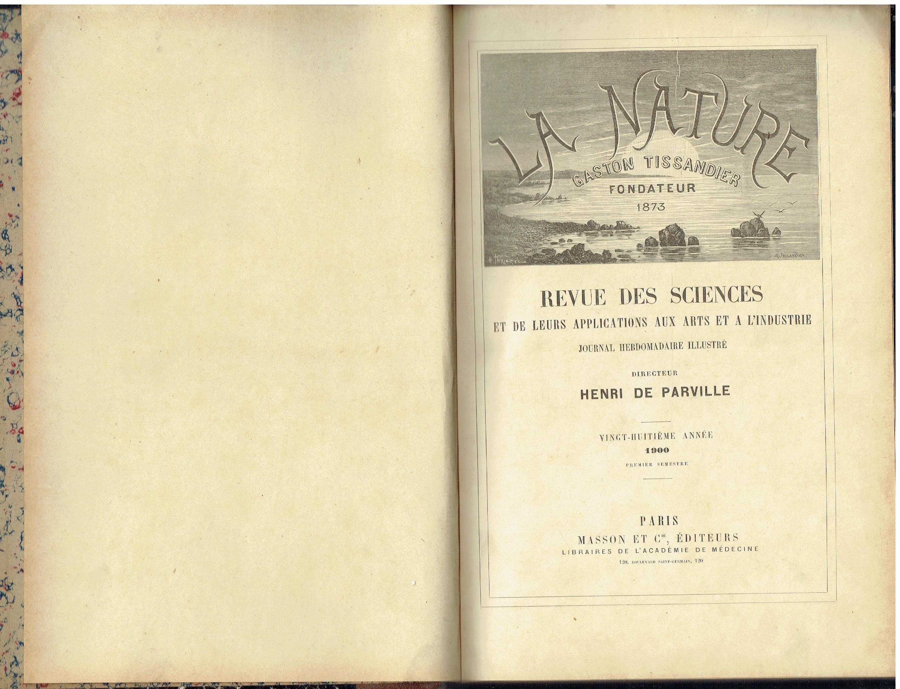 11604 -La Nature Revue Des Sciences - 1900/1º semestre