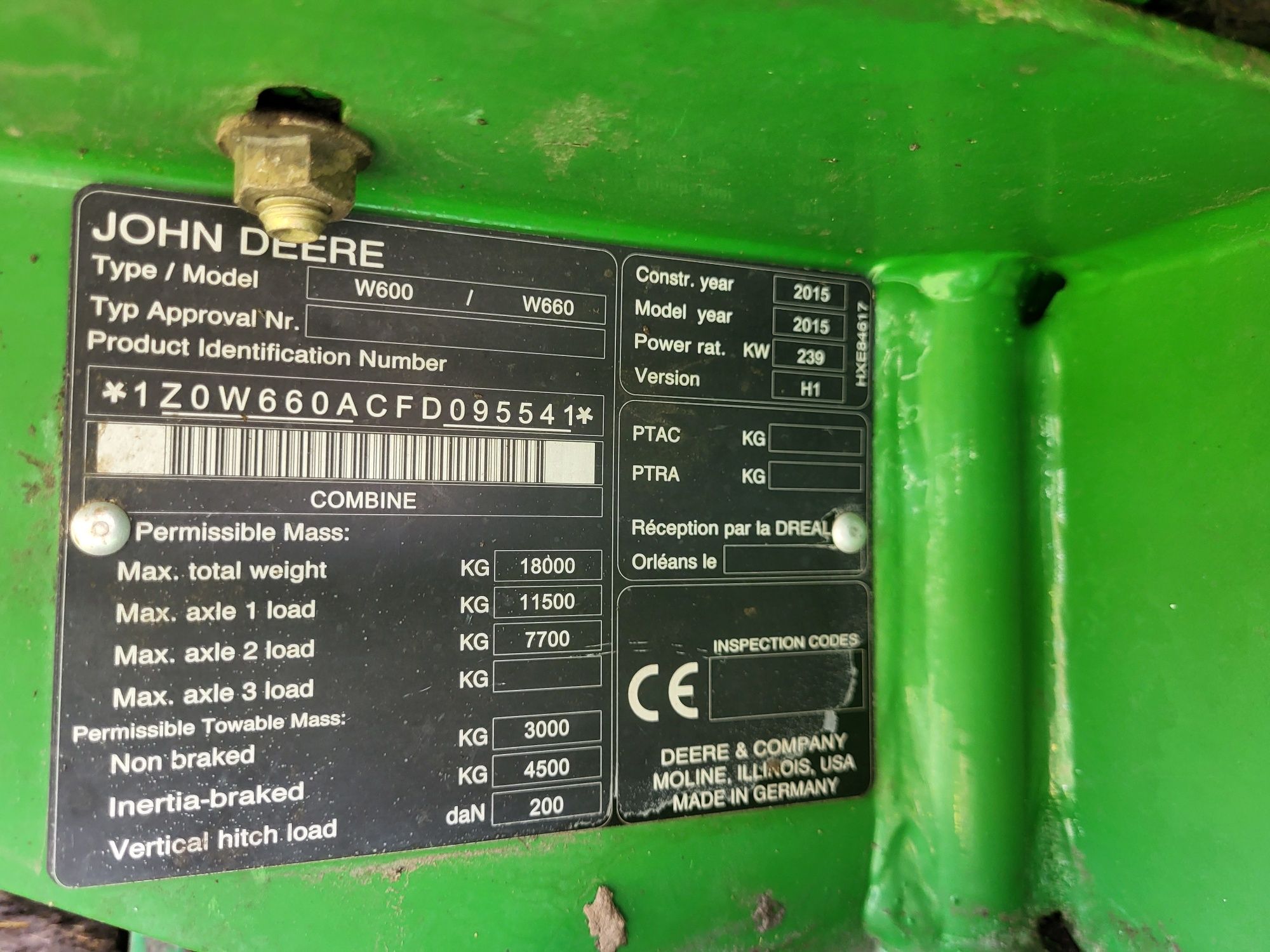 Комбайн John Deere W660, 2015рв
