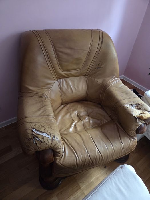 Wypoczynek skórzany funkcja spania komplet