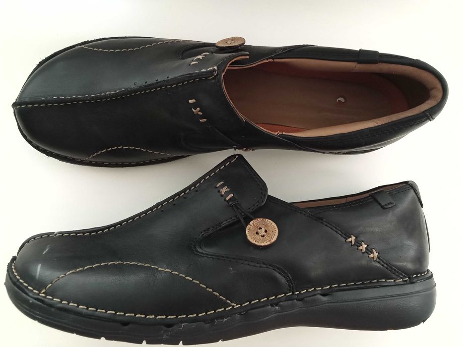 Clarks - кожаные, ортопедические туфли, мокасины, р. 41 - 27 см