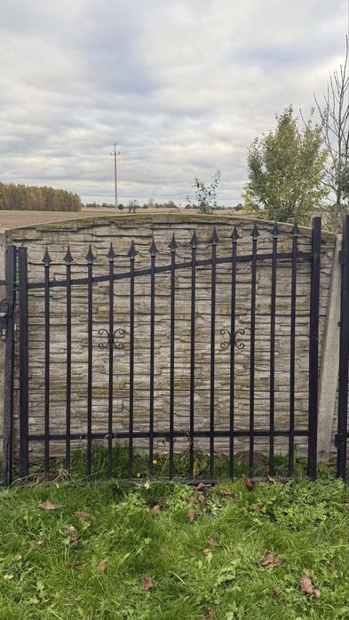 Brama z furtka i slupkami