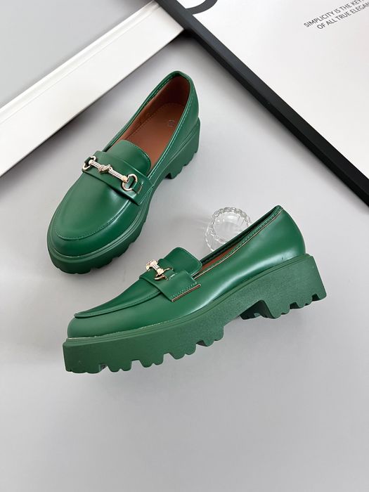 38 Sklep Nowe mokasyny damskie butelkowa zieleń YDF20A