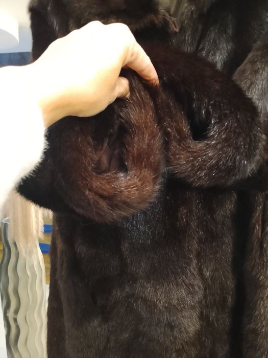 Futro z norek naturalne czekoladowe