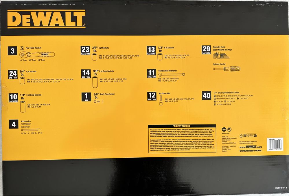 Набірключів DEWALT 184 еле оригінал Німеччина