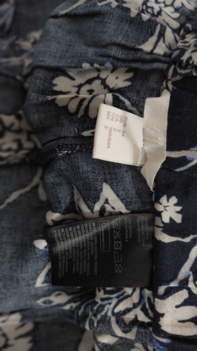 spodnie wiskoza granatowe kwiaty jak spódnica szerokie 34 H&M