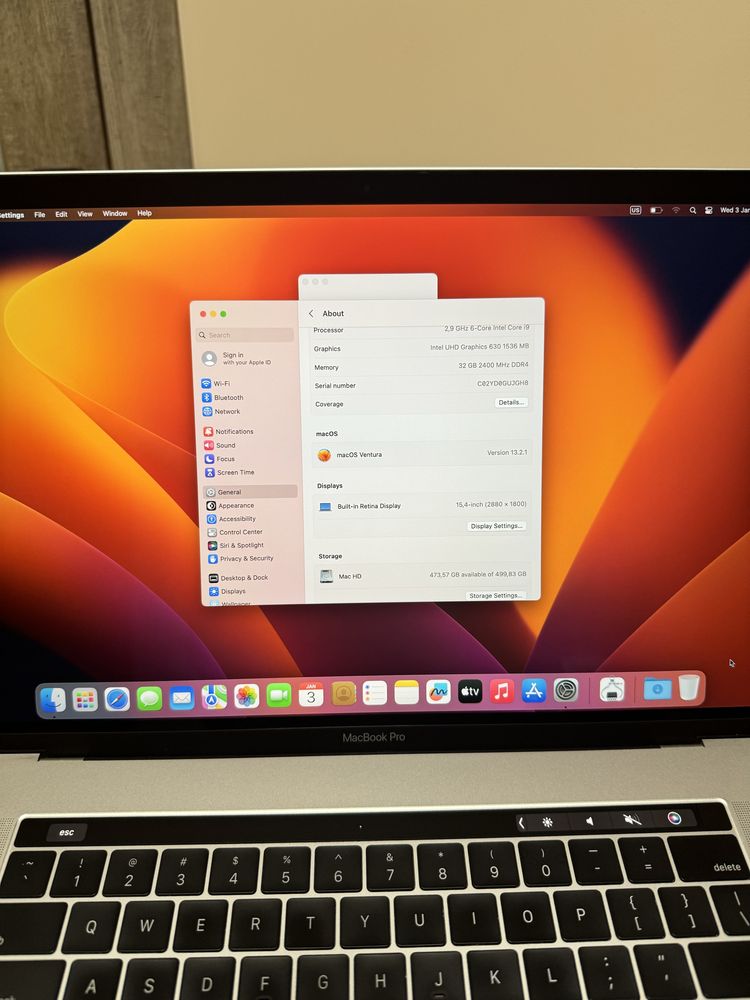 Macbook pro 15 2018 i9 32/512gb amd pro 560x 4gb