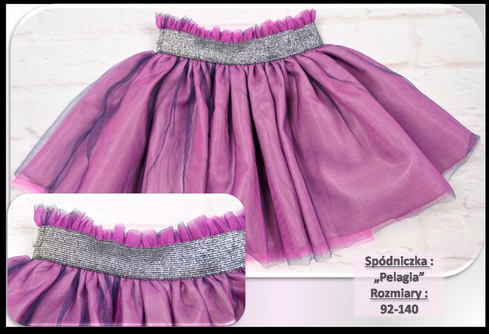 Nowa!Spódniczka z srebną gumką Polska92,98,104,110,116,122,134,140,146