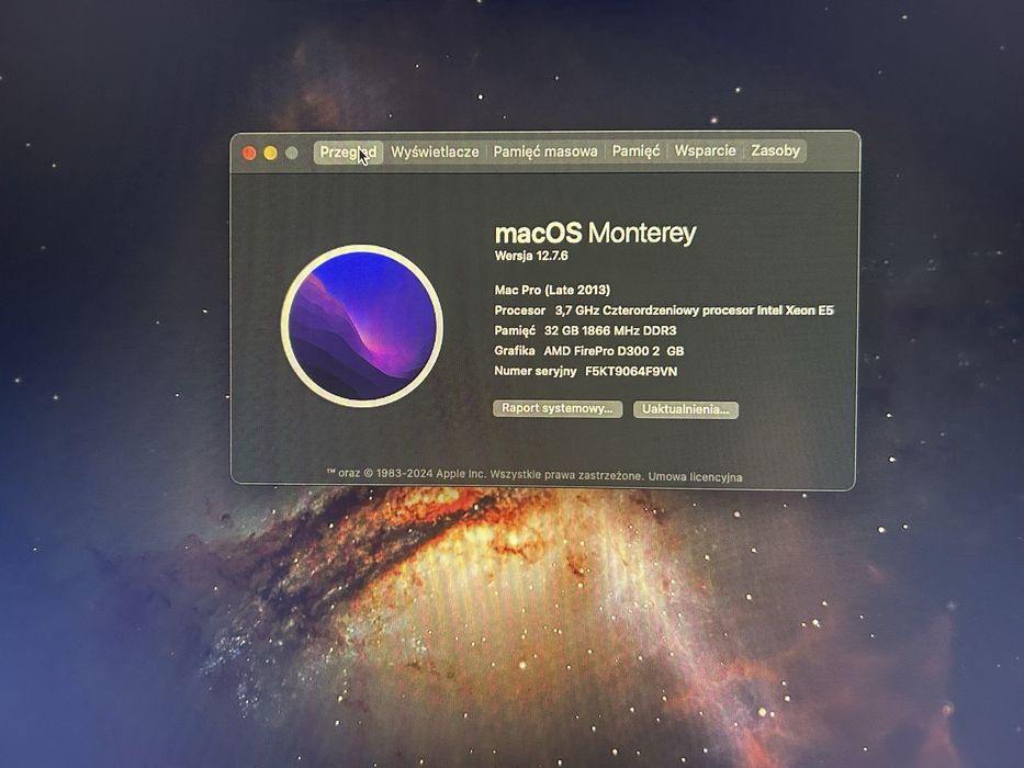 Apple MacPro (Late 2013) Intel Xeon 3.7GHz/32GB RAM/1TB