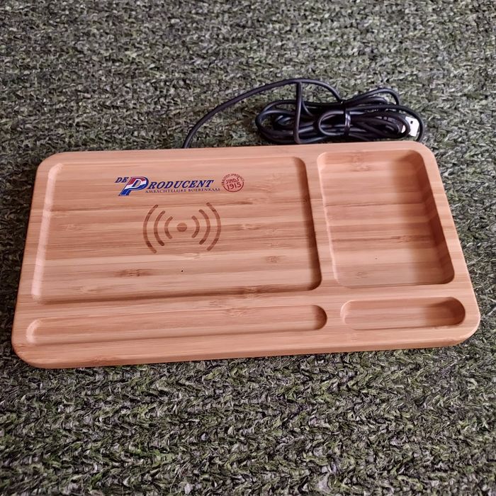 Настольный органайзер бамбук Беспроводное зарядное устройство