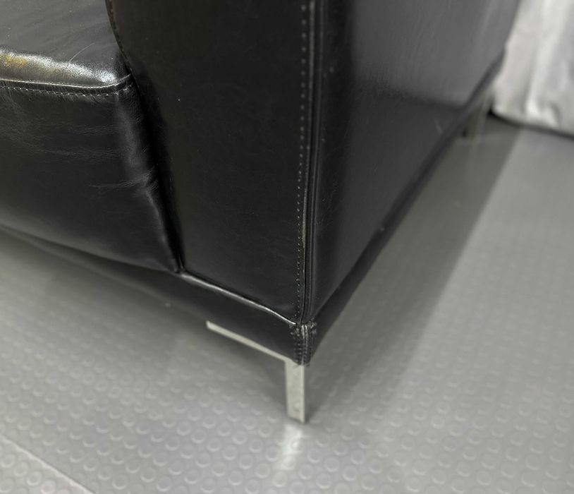 Чорний шкіряний диван-трійка/шкіряний диван/шкіряні дивани/меблі