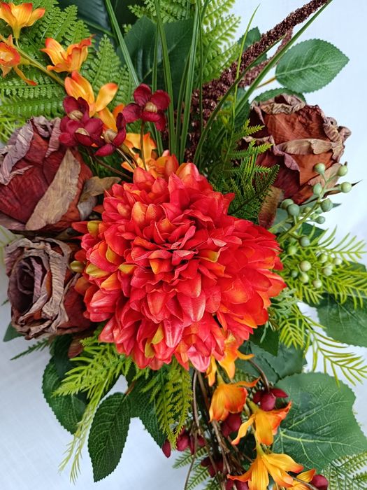 Bukiet do Wazonu Kompozycja Nagrobna Chryzantema pomarańcz model  N25