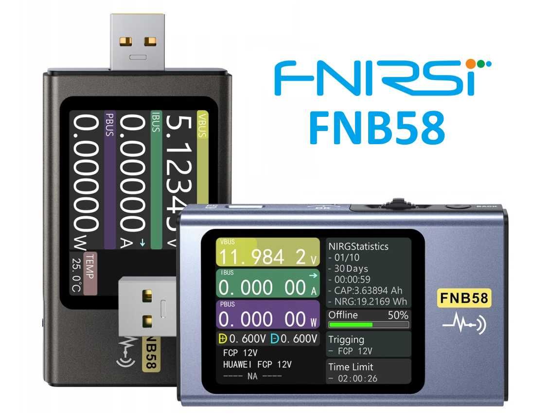 USB тестер FNIRSI FNB58 з Bluetooth або без. Гарантія