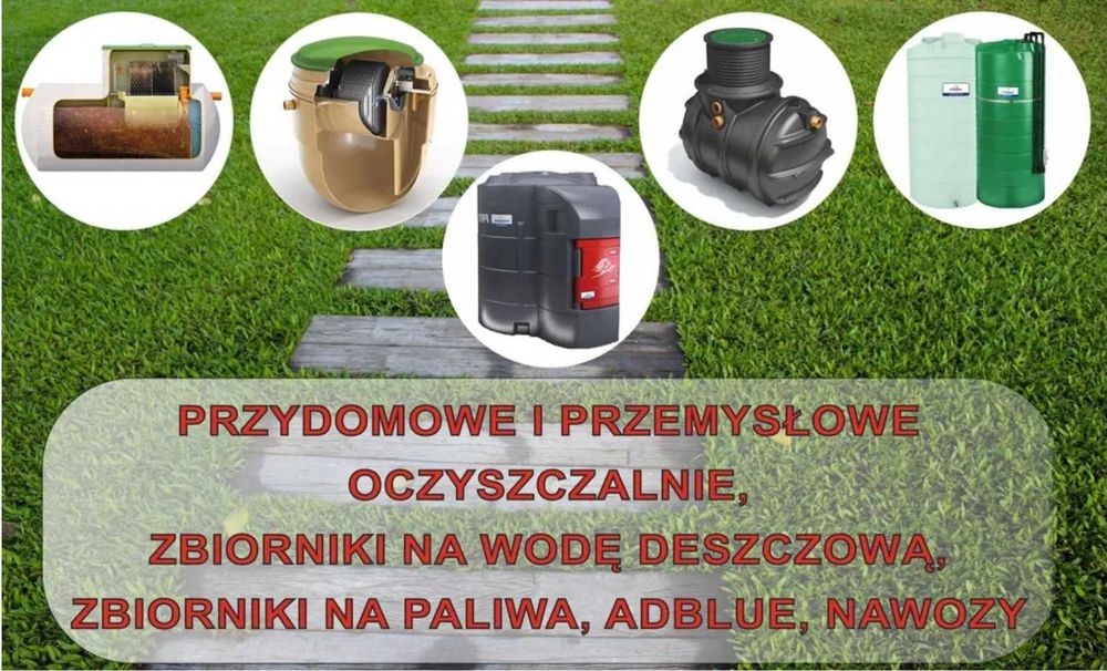 Przydomowe oczyszczalnie ścieków, zbiorniki na deszczówkę z montażem